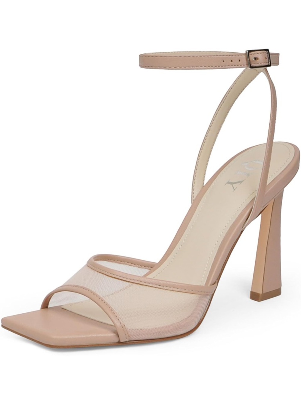 Women's Nude Ankle-Strap Mesh High Heel Sandals